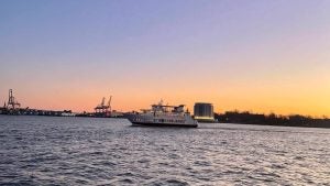 cruise during sunset over a river